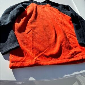 GAP Boys FLEECE Pullover - Size L - ORANGE & GREY - Long Sleeve